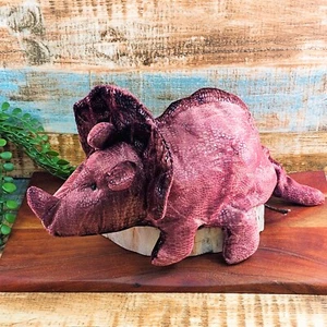 Russ Tyrone Triceratops Beanbag Plush Brown Textured Dinosaur Dino Stuffed Toy - Picture 1 of 14