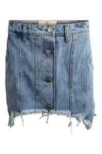 NATASHA ZINKO Light Blue Short Frayed Denim Mini Skirt (UK 6 | IT 34 | US 2) - Picture 1 of 5
