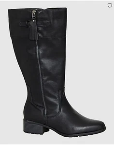 Ladies Evans 10 EEE Extra Wide Fit Black Knee high Boots clearance sale - Picture 1 of 5