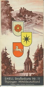 Mappa stradale Shell n. 11: Turingia - Germania centrale (anni '30 circa) - Foto 1 di 2