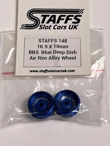 Staffs Slot Cars BBS Style Deep Dish Air Alloy Wheels Blue 16.9 x 10mm STAFFS148 - Picture 1 of 3