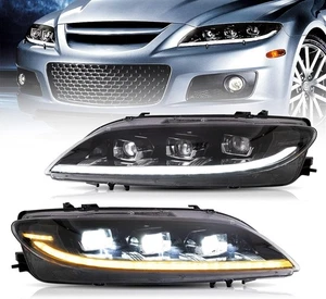 Faros proyectores LED VLAND de doble haz para Mazda 6 2003-08 con señal secuencial - Imagen 1 de 13