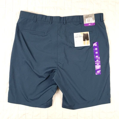 NEW Greg Norman Men Sz 40 Ultimate Travel Short Blue Check 4 Way Stretch Wicking - Image 1 of 4