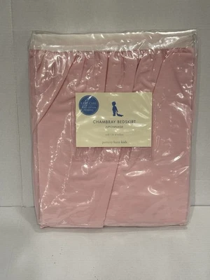 NUEVO EN PAQUETE Falda de Cama Pottery Barn Niños Rosa Cambray Cuna "Juponnage" Nueva 100% Algodón Foto 1 de 3
