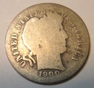 1900 S * SILBER BARBER DIME * KOSTENLOSER VERSAND * NUR USA BITTE - Bild 1 von 2