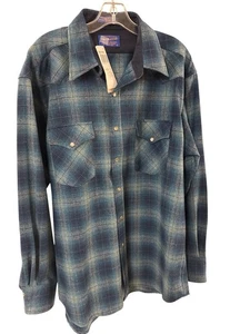 Pendleton Wool Snap Western Shirt (Canyon?) - Blues Size L - NWT - Picture 1 of 7