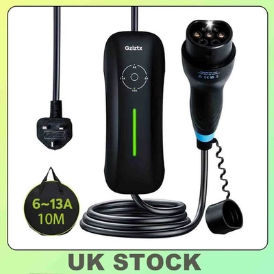 10M EV Charger Type 2 3 Pin UK Electric Vehicle Car Charging Cable Portable 13A