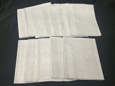 823/   12 ANCIEN TORCHON SERVIETTE DE TABLE  BRODÉ  MONOGRAMME HC  NEUF - Photo 1/4