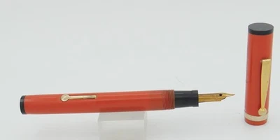 Keystone Orange Hard Rubber w/Gold Trim Flat-Top Fountain Pen - Fine Nib - 1920s - Image 1 of 4