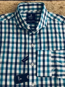 johnnie-O Top Shelf Button Up Shirt Mens Size Large Plaid Wake White Purple NWT - Picture 1 of 4