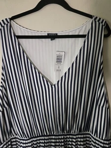 Torrid marineblau gestreift Stufen Midikleid Plus Größe 4X maritim schick Matrose Sommerkleid - Bild 1 von 9