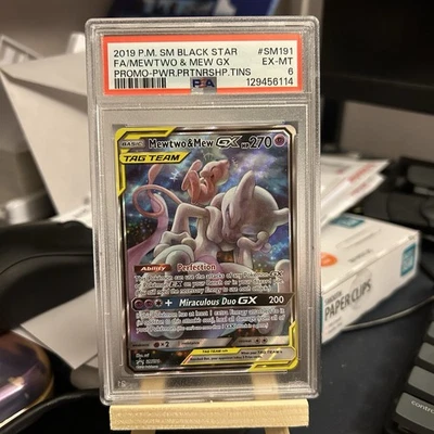 Pokemon 2019 Sun & Moon Black Star F.A./ Mewtwo & Mew GX Promo #SM191 PSA 6 - Image 1 of 2