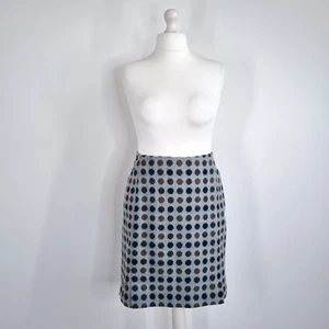 Boden Skirt Polka Dots British Tweed by Moon Blue Lined 100% Wool Pockets 18 L - Picture 1 of 8