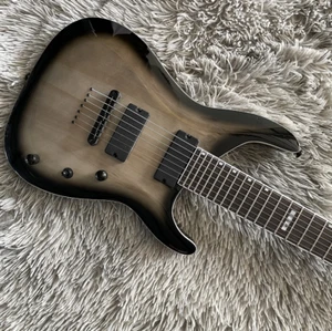 Custom H-408 Electric Guitar 7-strings String-Through Black Burst Fast Delivery - Picture 1 of 8