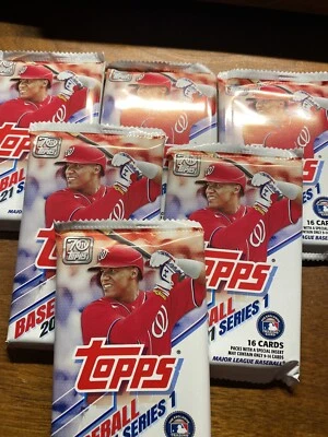 6 Packs Topps 2021 Series 1 Each Pack Contain 16 Cards  - Image 1 of 3