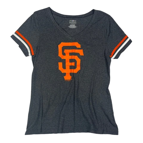 San Francisco Giants V-Neck Shirts Adult Large Short Sleeve Gray Stretch Cover