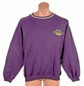 Bugle Boy Sweatshirt L 1980s Vintage Purple Embroidered Ringer Preppy Iconic - Picture 1 of 8