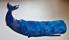 Swimming Whale - Metal Wall Art - Metallic Blue 13" x 10" 
