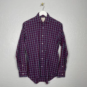 Billy Reid Men S Red White Blue Plaid Standard Cut Shirt Long Sleeve Cotton - Picture 1 of 8