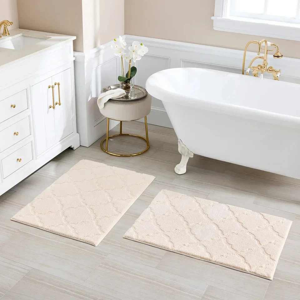 Charisma Drylon Trellis Bath Rugs 2-Pack Ivory 24x36in US
