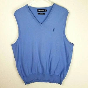 POLO GOLF RALPH LAUREN Men's Sweater Vest XL Blue Embroidered  - Picture 1 of 9