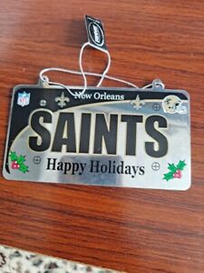 New Orleans Saints NFL Metal License Plate Sign Christmas Tree Ornament 2x4"