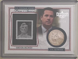 DEVIN NUNES #/D 9/20 2020 DECISION STAMP / COIN RELIC CARD U.S. REPRESENTATIVE - Picture 1 of 2