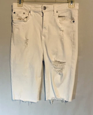 Pantalones Cortos de Jeans LOVERS + FRIENDS para Mujer 28 Blanco Masón Tiro Alto Cortes Rasgados Foto 1 de 4