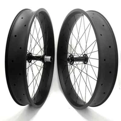 26er Fat Bike Carbon Wheelset 80/90/100mm Tubeless 2 Snow Fat Tire Wheels  - Image 1 of 4