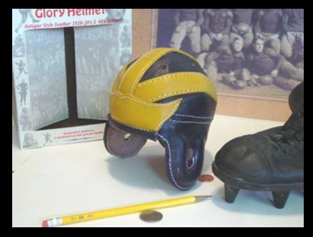 1939-1949. Michigan Wolverines mini style Leather Football Helmet 1/3 Scale - Image 1 of 2