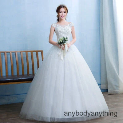 Bride Wedding Dress Women White Strap Corset Bridal Gown Princess Frocks - Image 1 of 4