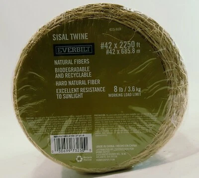 Everbilt #42 x 2250 ft.Natural Twisted Sisal Rope Twine 8 Pounds Load Limit NEW