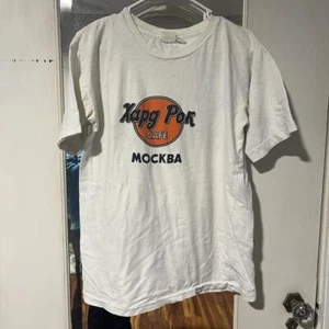 White and purple vintage Russian Hard Rock Cafe t-shirt SINGLE STITCH - Picture 1 of 4