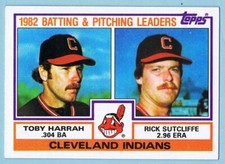 1983 TOPPS BASEBALL #141 TOBY HARRAH / RICK SUTCLIFFE - CLEVELAND INDIANS