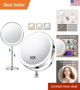 Rechargeable Magnifying Makeup Mirror with 3 Lighting Modes & 360° Flexibility - Picture 1 of 8