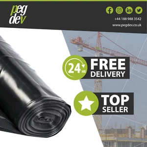 5 X 4M 1000G BLACK POLYTHENE PLASTIC SHEETING HEAVY DUTY Garden & Concrete - Picture 1 of 7