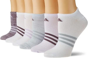 Adidas 254212 Womens No Show Socks 6 Pair Pack Size Medium, (Shoe Size 5-10) - Picture 1 of 2