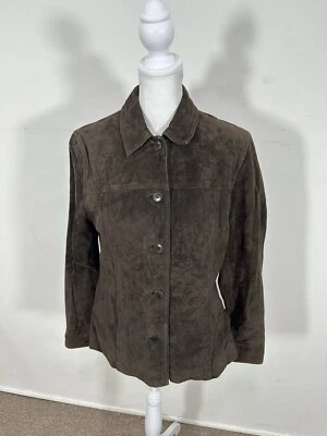 Chaqueta de mujer Kate Hill color marrón 100 % cuero manga larga talla 8P” Foto 1 de 4