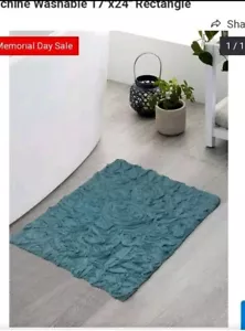 Home Weavers Bellflower 36x22 Bath Rug Aqua - Picture 1 of 2