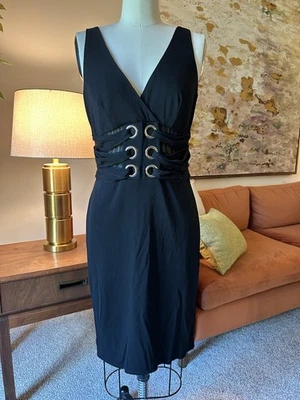 Vestido para mujer Chetta B vintage talla 6 negro corsé detalle malla hasta la rodilla ¡GORG! Foto 1 de 3