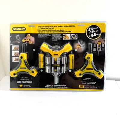 NEW Stanley 46-Piece Ratcheting Driver & Folding Hex Key Set – SAE/MM – 96-222 - Image 1 of 4