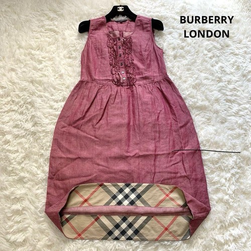 Abito Burberry London al ginocchio quadri lino tencel 38 M (US:S) 045501d