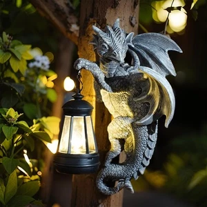 CeiooCei Dragon Statue Solar Lantern for Garden Décor, Dragons Figurine Night... - Picture 1 of 9