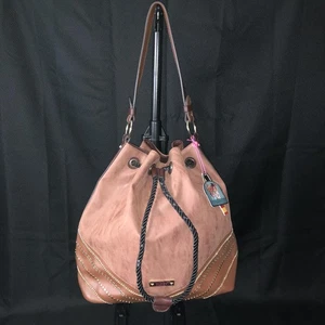 Nikky by Nicole Lee Bucket Bag Brown Studded Chain Detail X Large Tote Purse NWT - Picture 1 of 24