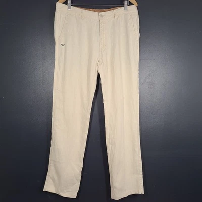 Giorgio Armani Men's Hemp Pants Trousers Breathable Made in Italy Beige Sz 36 - Image 1 of 4