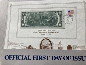 Official First Day of Issue of the Bicentennial Two Dollar Bill April 13, 1976 - Picture 1 of 5