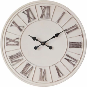 Large Farmhouse Ivory White Wall Clock - 24 Inch, Vintage Rustic Living Room Dec - Picture 1 of 9