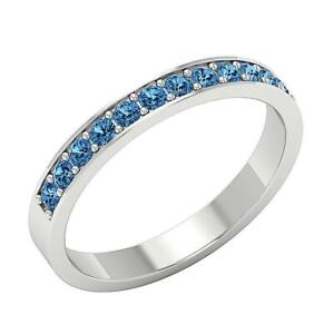 I1 G 0.50 Ct Round Blue Diamond Wedding Anniversary Ring 14K White Gold 3.00 mm