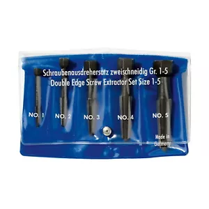 Rennsteig 471 900 3 5pc Easy Out Double Edge Screw Extractor Set - Sizes 1-5 - Picture 1 of 4