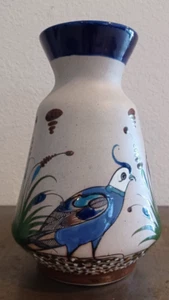 Tonala Mexican Pottery Vase 9" Tall Vintage - Picture 1 of 24